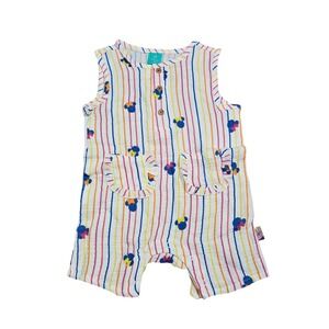 Disney Baby Romper Toddler 18M Pink Rainbow Stripe Minnie Mouse Gauze Sunsuit
